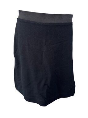 Womens Black Skirt W/Side Slit and Stretch Waistband - Size L